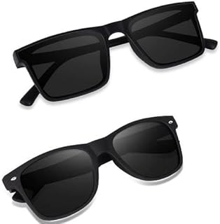 Sheomy Combo Pack Of 2 Retro Square Aviator Sunglasses Black SRK Pathan Goggles Metal Frame And Rubber Frame Non Polarized...