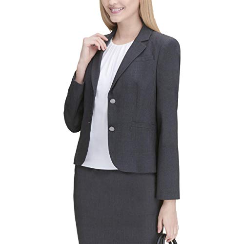 Calvin Klein Womens Gray Two Button Heather Blazer Wear to Work Jacket Size 10P