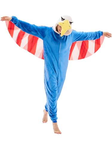 JUOLOET Unisex Adult Eagle Onesie Pajamas Animal One Piece Snug Fit Halloween Costume Sleepwear HomewearEagle X-Large