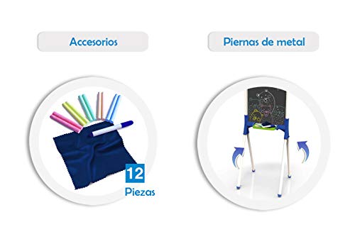 Pizarra infantil reversible 2 en 1 Chicos con caballete y accesorios 3