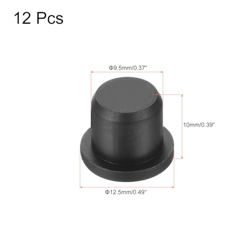 Image of uxcell High Temp Silicone Plug Mount Dia 9.5mm /0.37 inch t Shaped Rubber Stopper Hole Plugs for Powder Coating Plating Waterproof Plugs Sealing Plugs Black Pack of 12(OD 12.5mm)