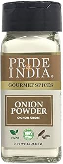 Pride Of India - Organic Onion Fine Ground, 3.1 oz (88 gm) Dual Sifter Jar - Certified Pure Indian Staple Spice, Flavor in Culinary Use