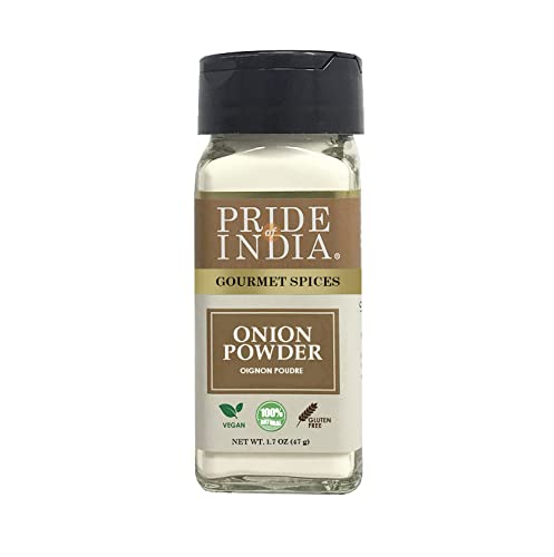 Pride Of India - Organic Onion Fine Ground, 3.1 oz (88 gm) Dual Sifter Jar - Certified Pure Indian Staple Spice, Flavor in Culinary Use