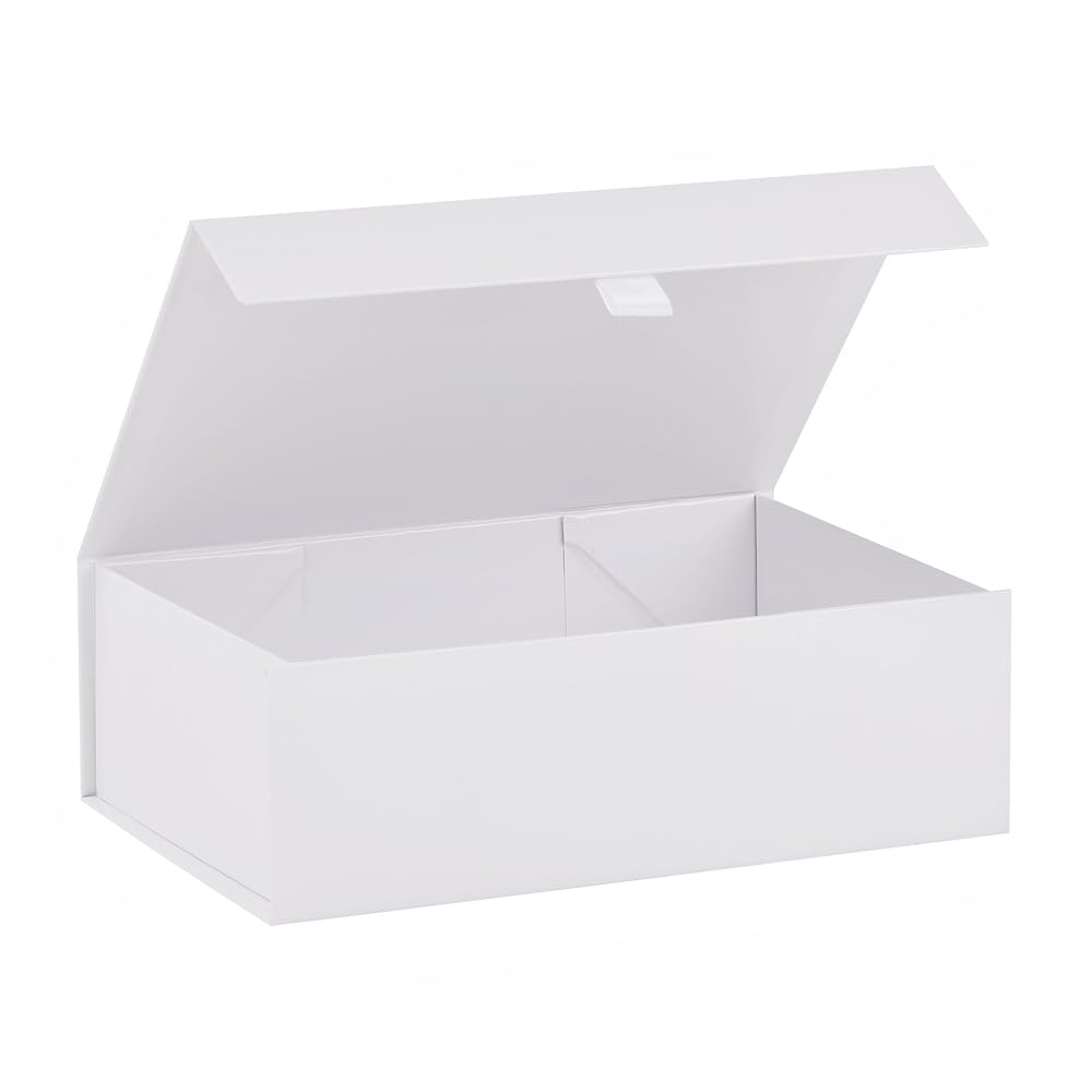 PLINJOY White Gift Box for Presents 10.8x7.5x3.5 Inches Magnetic Gift Boxes with Lid Luxury Gift Box for Rectangle Collapsible for Bridesmaid, Wedding, Birthday Gift Packging โ image 1
