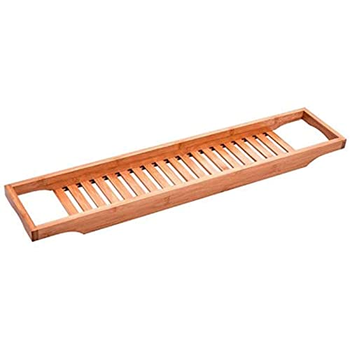 Bandeja de bañera de bambú Bandeja de bañera expandible Bandeja de Carrito para bañera Bandeja de bañera expandible Multifuncional con Soporte para Copa de Vino para baño