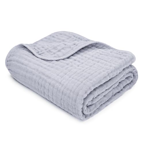 Image of Comfy Cubs Muslin Baby Blanket - Soft, Lightweight, 6-Layer Cotton Swaddle Blankets for Newborns, Infants & Toddlers - 40" x 40" Large, Breathable & Versatile for Sleeping & Tummy Time - Heather