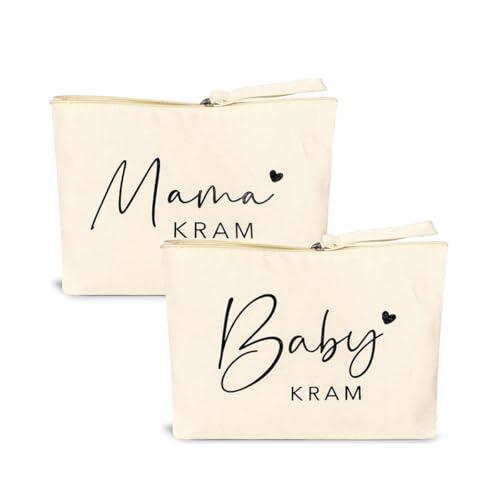 TSUOUKL 2 toilettassen voor moeder en kinderen, canvas tas, mama, kram, babyspullen, cadeau voor mama en toekomst