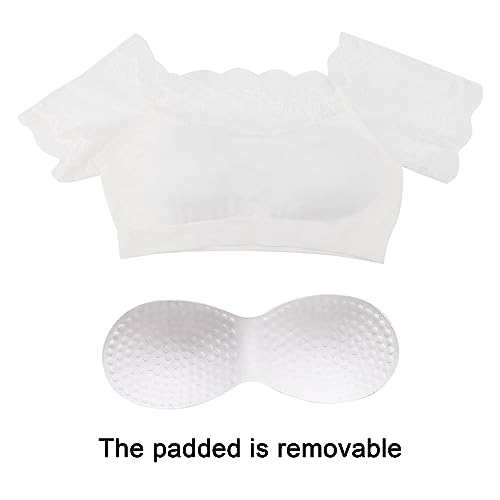 Image of DRESHOW Lace Bralette Tank Tops Wireless Bra Lace Crop Top Removeable Pads Yoga Sports Bra Undershirt for Women & Teens