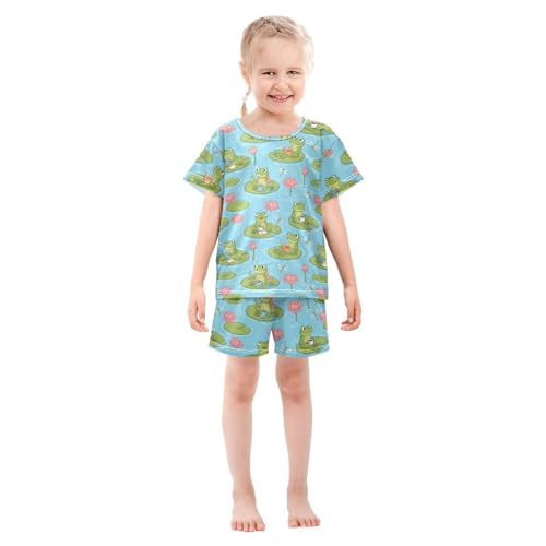 Pajama Short Sets Frogs Reading Books Soft Cotton Summer Sleepwear 2 Piece PJS Size 5-14T4
