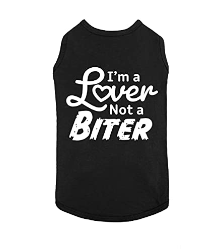 Funny Dog Shirt I'm a Lover Not a Biter Cute Dog Clothes Pet Puppy Cat T-Shirt Dog Accessories for Small & Large Dogs Soft Breathable | Black (Large)
