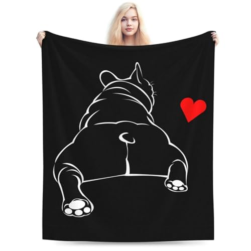 HGOD Designs Bulldoggen-Decke, für Mädchen und Jungen, weiche, warme Bulldoggen-Überwurfdecke und Fleece-Flanelldecke für Couch, Bett, Wohnzimmer, Dekoration, 130 x 150 cm