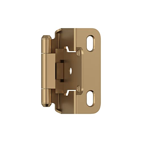 Image of Amerock 1 Pair 1 /2 inch Overlay Champagne Bronze Partial Wrap Cabinet Hinge | Self-Closing Steel Cabinet Hinge for Kitchen and Bathroom Cabinet Doors with a 1 /2 inch (13 mm) Overlay, Partial Wrap
