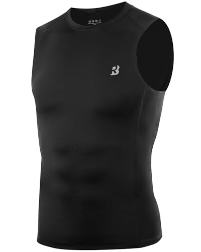 Roadbox Herren Kompressionsshirt ohne Ärmel Atmungsaktiv Schnell Trocknend Leicht für Fitness Laufen Gym Outdoor Sport Training