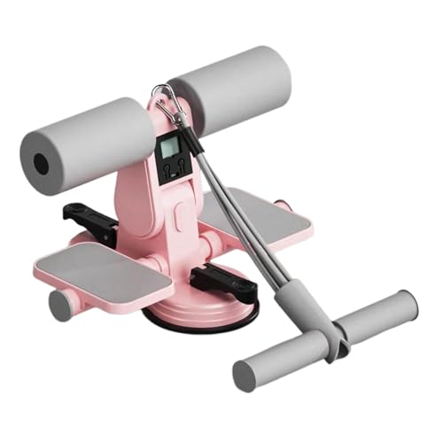 Soporte de piso para sentarse, máquina de entrenamiento de abdominales con ventosas y cuerda de tracción, equipo de entrenamiento con función de conteo para entrenamiento de fuerza
