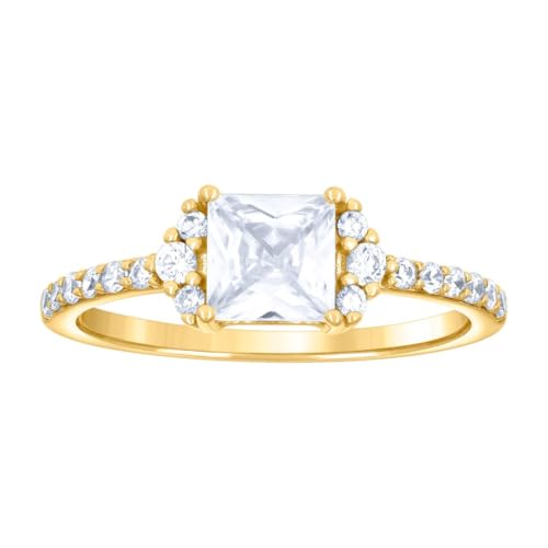 Bague de fiançailles en argent 925 jaune et zircone pour femme T8