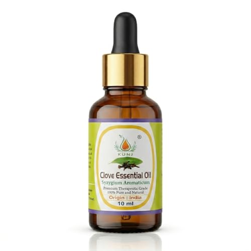 Image of KUNJ Clove Essential Oil 10ml - 100% Pure & Natural Undiluted | Clove Oil for Skin Care, Hair Growth & Scalp | For Diffuser, Aromatherapy, DIY Candle & Soap Making | Therapeutic Grade