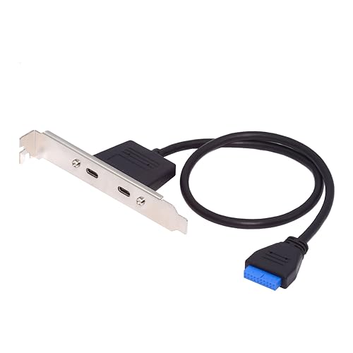 Image of cablecc 5Gbps 19 /20Pin USB3.0 Motherboard to Dual Ports USB-C Type-C Female PCI-E Back Panel Cable 50cm