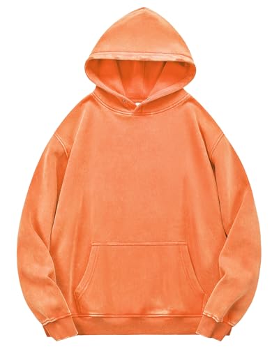 YND Mens Oversized Acid Wash Hoodie, Heavyweight Vintage Pullover for Winter, Fleece Cotton Sweatshirt, Unisex Streetwear