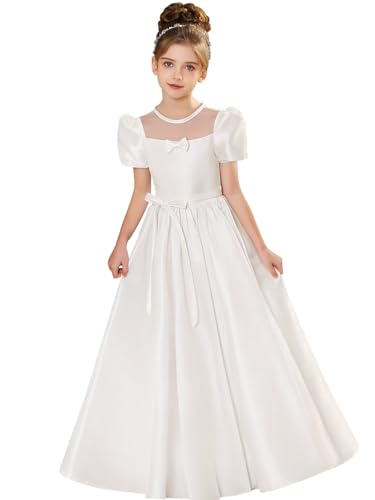 Flower Girl Dresses for Wedding Elegant Satin First Communion Dress Princess Pageant Party Ball Gown for Girls