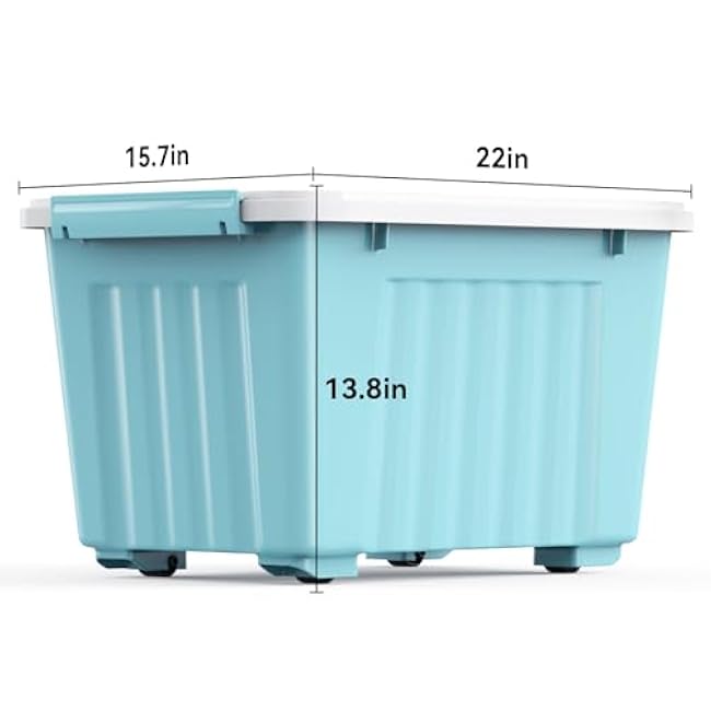Nazhura 72 Quart Plastic Storage Bin, Stackable and Nestable Storage Boxes with Lids and Secure Latching Buckles, Large Storage Container (Blue, 72Quart-6Pack)