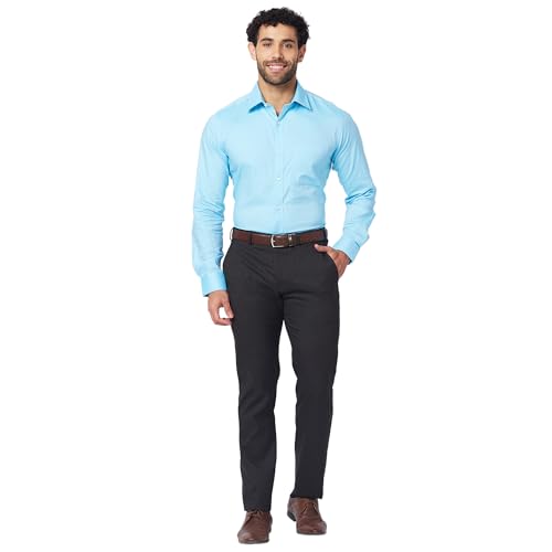Image of Raymond Men Pure Cotton Slim Fit Structure Pattern Semi Cut Away Collar Formal Shirt