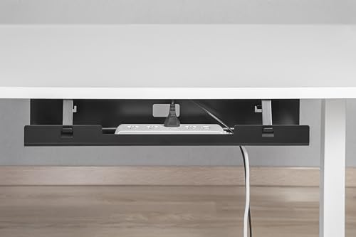 Image of ErgoYou - Detachable Under Desk Cable Tray for Wire Management - Power Strip Tray and Charging Wires Organizer - Drilling Needed - Easy and Quick Installation- 108 x 120 x 600 mm - Black