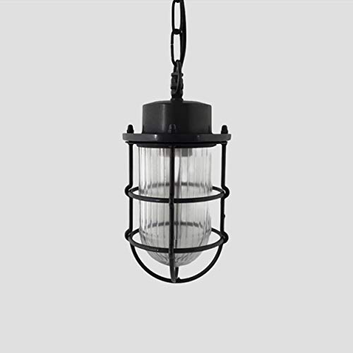 Lanterna industriale in ottone ossidato nero nautico da soffitto Aris con griglia protettiva