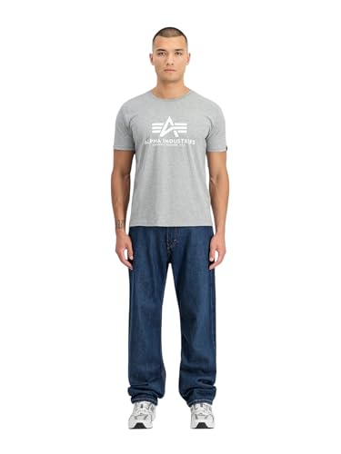 ALPHA INDUSTRIES Herren Basic T-shirt, Grey Heather/White 230, M – Ansicht 3