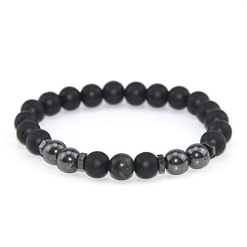 Stein-Armband, Naturstein-Perlen-Armband, klassische Mode, elastische mattschwarze Perlen, magnetisches Armband, Armbänder, personalisierte Kleidungsaccessoires