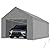 PEAKTOP OUTDOOR 10x20 ft Heavy Duty Carport with Removable Sidewalls, Portable Car Canopy, Garage Tent, Boat Shelter with Reinforced Triangular Beams, Gray