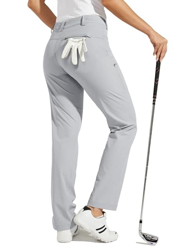 Willit Women's Golf Pants Stretch Hiking Pants Quick Dry Lightweight Outdoor Casual Pants with Pockets Water Resistant Gray 4