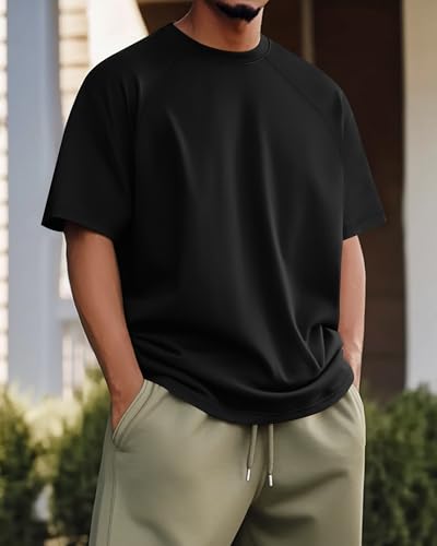 Ficerd 3 Pack Cotton Men's Oversized T Shirts Big and Tall Shirts Raglan Short Sleeve Crew Neck Plus Size Tee4