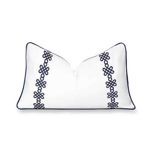 Hofdeco Premium Coastal Hampton Patio Indoor Outdoor Lumbar Pillow Cover Only, 12