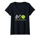 Photo Gallery donna peace sign heart pickleball player gift pickleball maglietta con collo a v Photo Gallery donna peace sign heart pickleball player gift pickleball maglietta con collo a v
