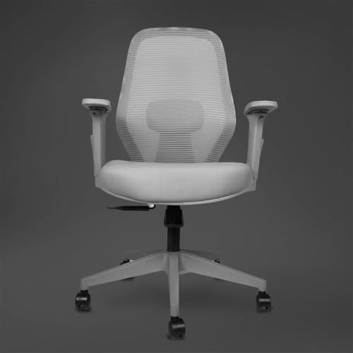 Image of Kepler Brooks Verve Office Chair for Work | 3-Year Warranty | Ergonomic Office Chair, Study Chair for Home, 2D Arms, Adjustable Lumbar, Single Lock Recliner, Heavy Duty Nylon Base (Grey)