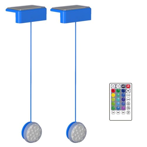 NONDK Lot de 2 Lampes Solaires Étanches IP67 pour Piscine et Bassin, Éclairage Subaquatique LED 16 Couleurs avec Télécommande