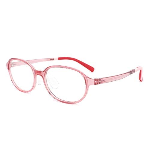 Kids Computer Blue Light Glasses: Anti Blue Light Anti Eyestrain Anti Glare Anti UV Square Flexible PPSU Frame Eyeglasses for Children Age 3-12 (Pink)