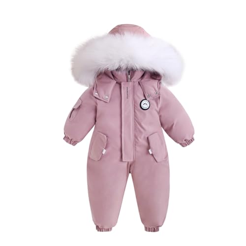 WISREMT Toddler Girls Snowsuit One Piece Ski Suit Hoodie Windproof Ski Jacket Winter Warm Jumpsuit Outdoor Jackets Coats 1-5T