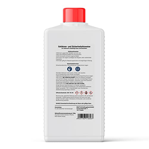 4 x 500 ml Sodium Chlorite 25% Solution, Naclo2, Pure, With Safety Closure