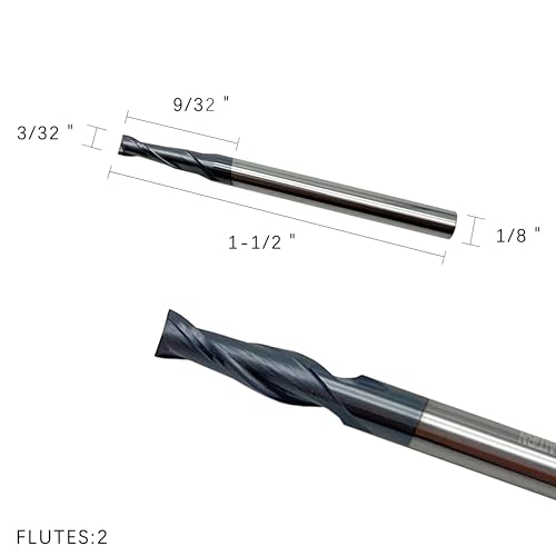 Image of Carbide Square End Mill - 2 Flute - 3 /32 inch-2T (5 Piece, 3 /32 inch) - for Milling Alloy Steels, Hardened Steel, Metal & More - Mill Bits Sets for DIYers & Professionals by LU&MN