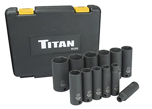 Titan 48300 12-Piece 3/8' Drive SAE Deep Impact Socket Set
