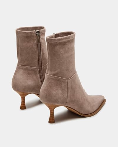 Coutgo Womens Kitten Low Heel Ankle Boots Pointed Toe Side Zipper Short Booties Fall Shoes4