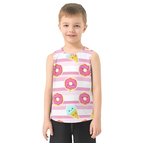 J JOYSAY Cute Donut Icecream Stripe Boys Tank Top Sleeveless Muscle Shirts Quick Dry Kids T-Shirts 3-15T2