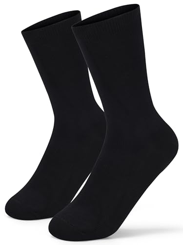 Forony Solid Combed Cotton Boys Dress Socks 6-8 Years Soft Skin Friendly Anti Odor Quick Dry Black