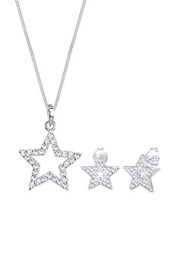 Preisvergleich Produktbild Elli Schmuckset Stern Astro Swarovski® Kristall 925 Silber Univers
