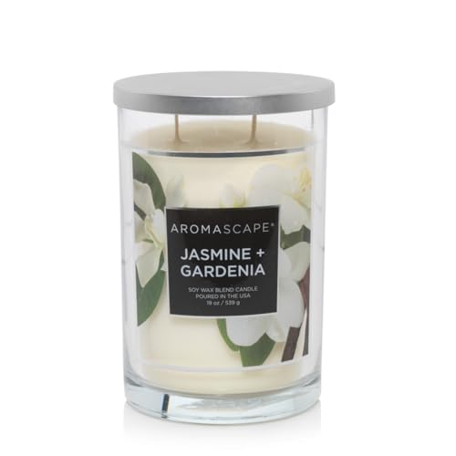 Aromascape PT41917 2-Wick Scented Jar Candle, Jasmine & Gardenia, 19-Ounce,