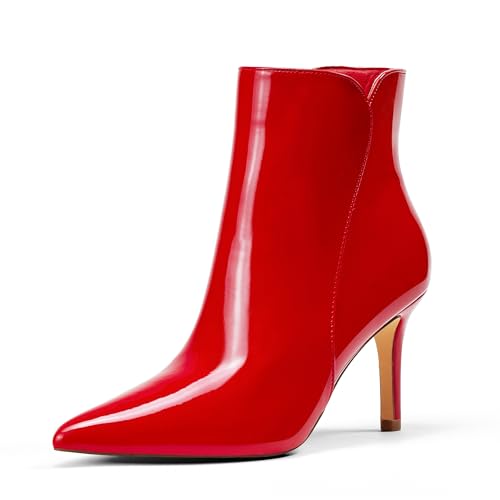 Zhabtuc botines de mujer con tacón de 8 cm, punta sexy, zapatos...