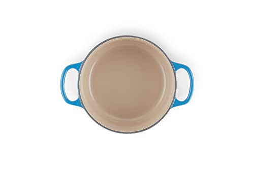 Image of Le Creuset Signature Enamelled Cast Iron Round Casserole Dish With Lid, 18 cm, 1.8 Litre, Azure, 21177182202430