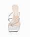 Coutgo Womens Heeled Sandals Strappy Square Toe Flip Flops Fashion Thong Slip on Stiletto Sandals, Silver, Size 8