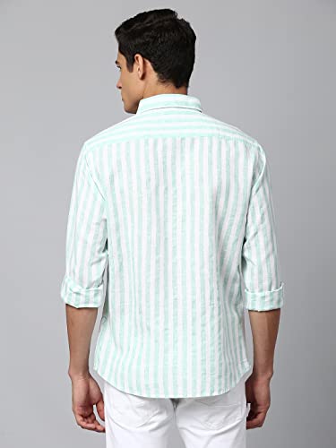 Image of Dennis Lingo Men's Striped Slim Fit Casual Shirt for Men with Spread Collar